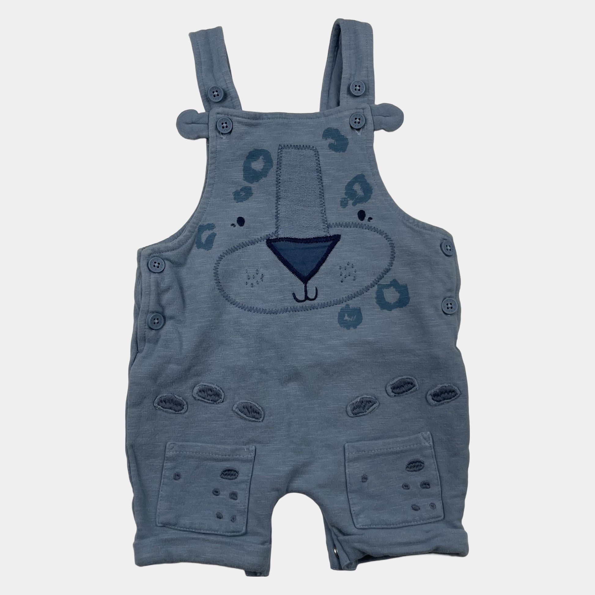 Blauer Overall aus Baumwolle mit Bärenmotiv für Babys – front
