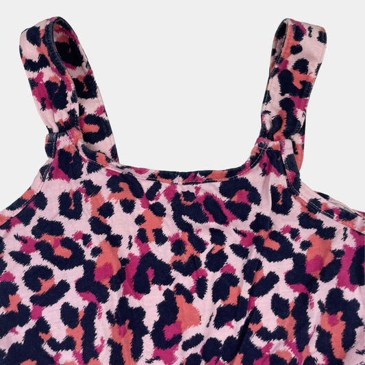 Rosa Baumwoll-Overall mit Leopardenmuster für Mädchen – detail