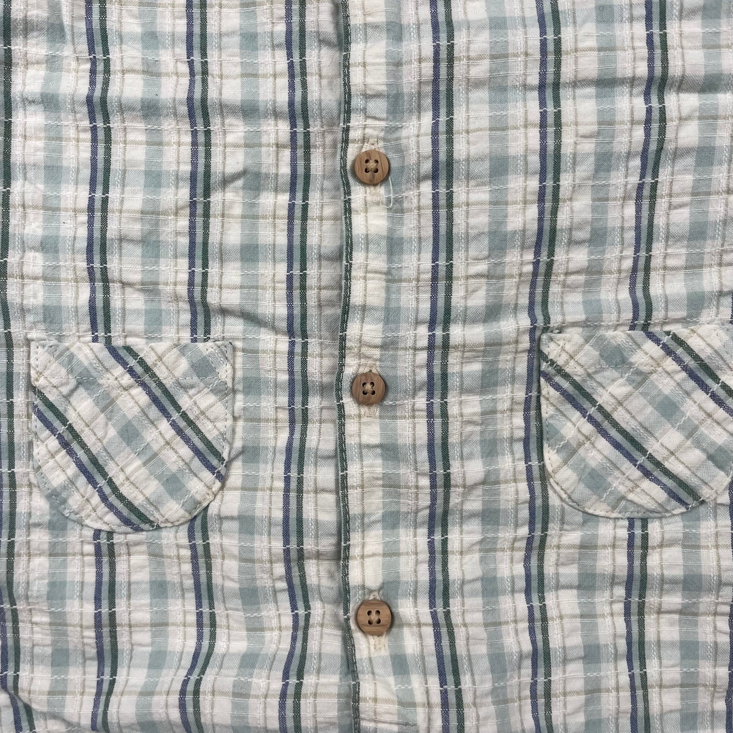 Karierter hellblauer Sommer-Overall für Babys – pocket