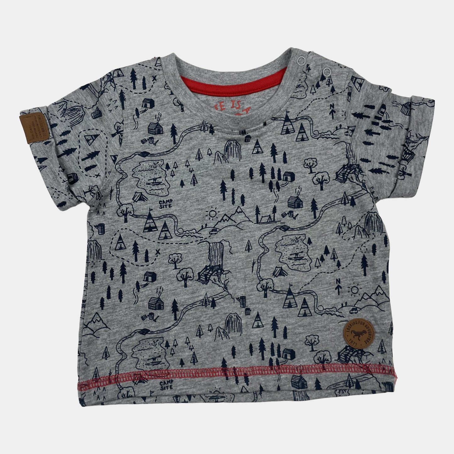 Graues T-Shirt für Kinder mit fantasievollem Print. – front