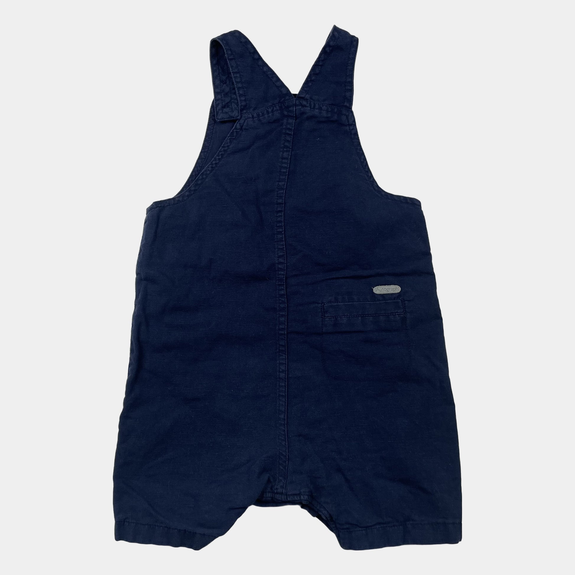Dunkelblauer Leinen-Baumwoll-Overall für Kinder, 12-18 Monate, Marke M&S – back