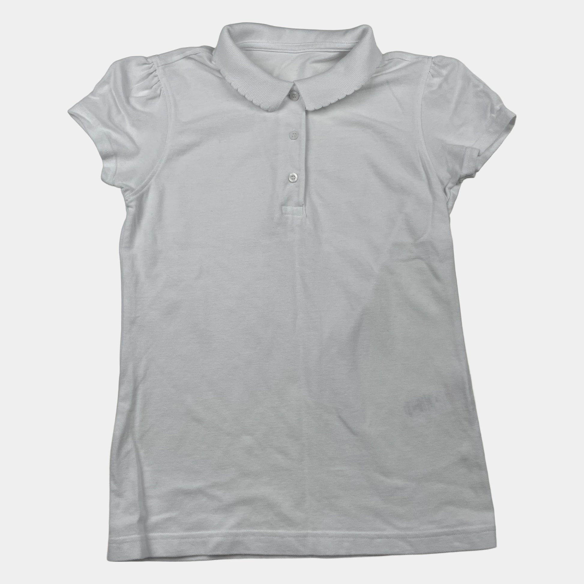 Weiße Bluse mit Kragen und kurzen Ärmeln – front