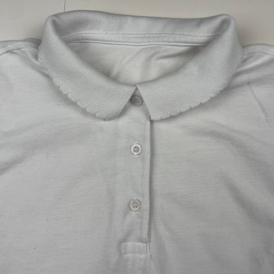 Weiße Bluse mit Kragen und kurzen Ärmeln – detail
