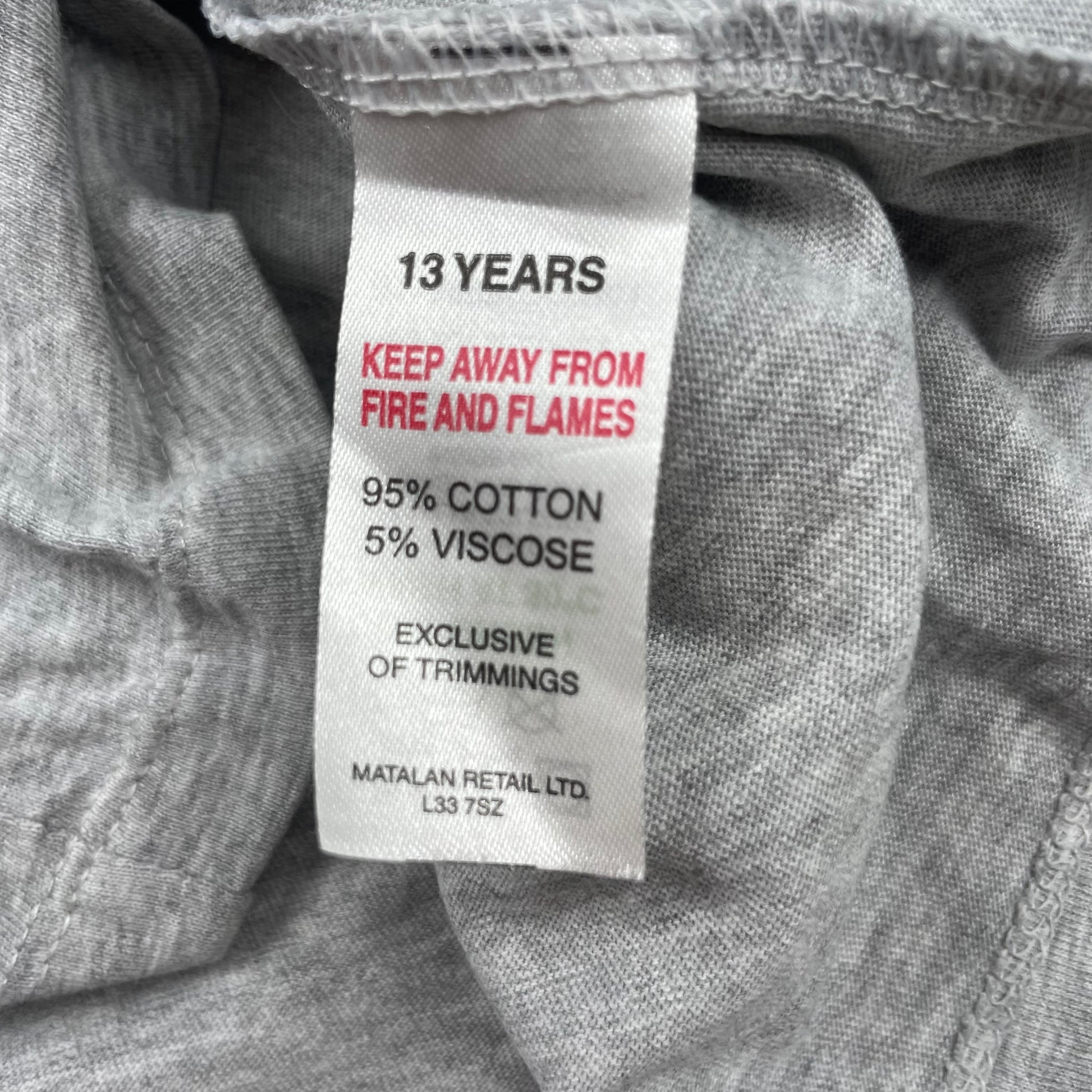 Graues T-Shirt mit Dinosaurier-Skelett und Pizzamotiv, Größe 13 Jahre – label