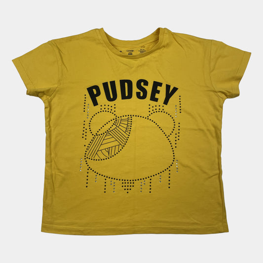 Gelbes Pudsey Baumwoll-T-Shirt mit Aufdruck in Größe 8-9 Jahre – front