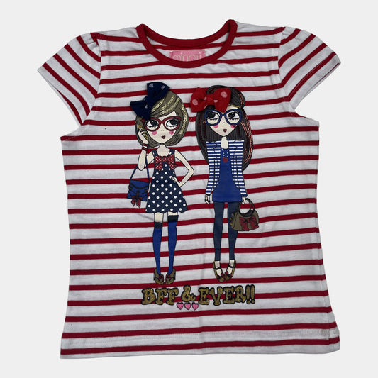 Gestreiftes Mädchen T-Shirt mit BFF-Motiv – front