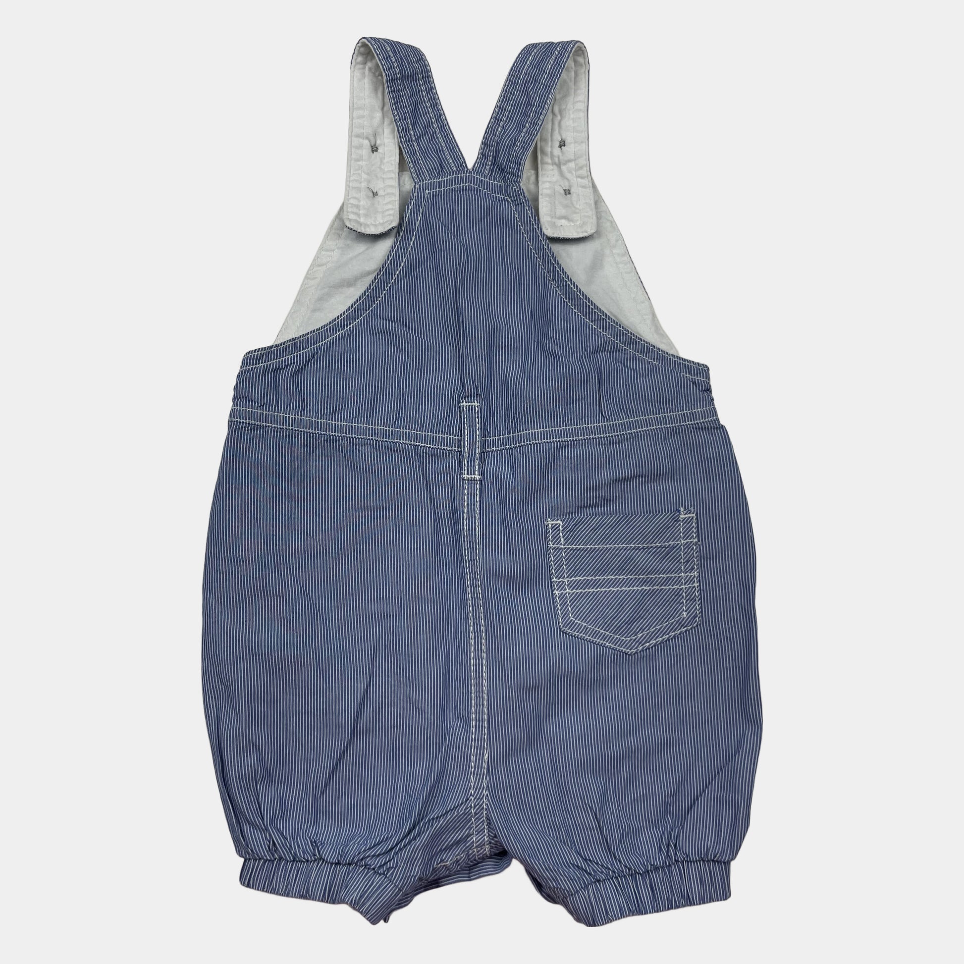 Blauer Baumwoll-Overall mit Dino-Muster für Kinder – back