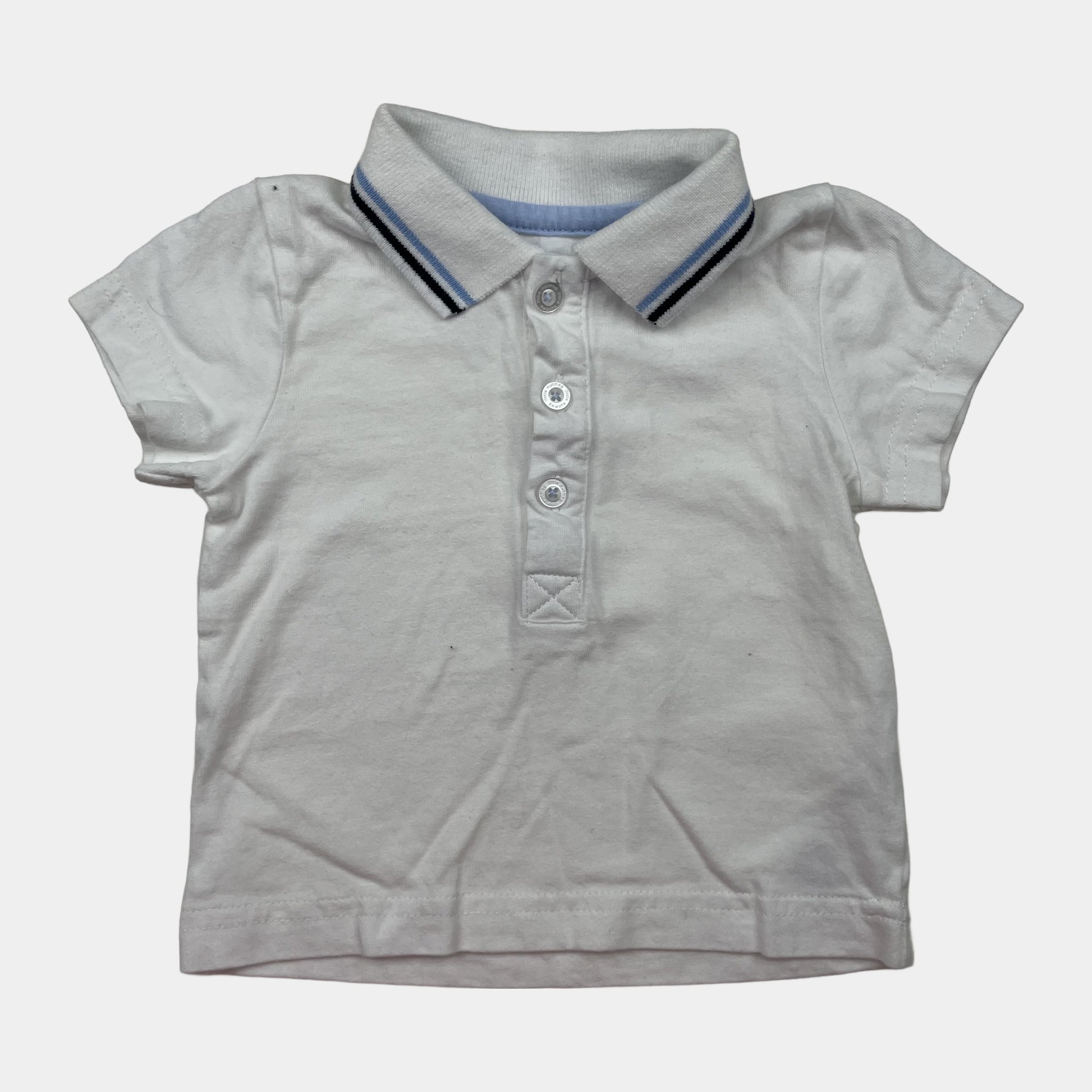 Weißes Baumwoll-Polo-Shirt für Jungen 3-6 Monate – front