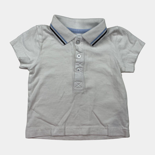 Weißes Baumwoll-Polo-Shirt für Jungen 3-6 Monate – front