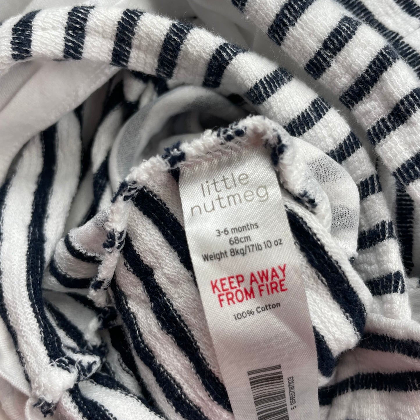 Schwarz-weißer Baumwoll-Overall mit maritimen Motiven für Babys – label