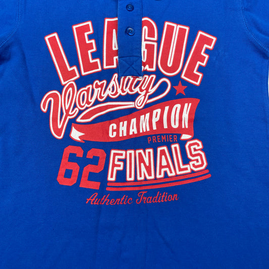 Blaues Varsity-T-Shirt mit Aufdruck für Jungen, Größe 146-152 – detail