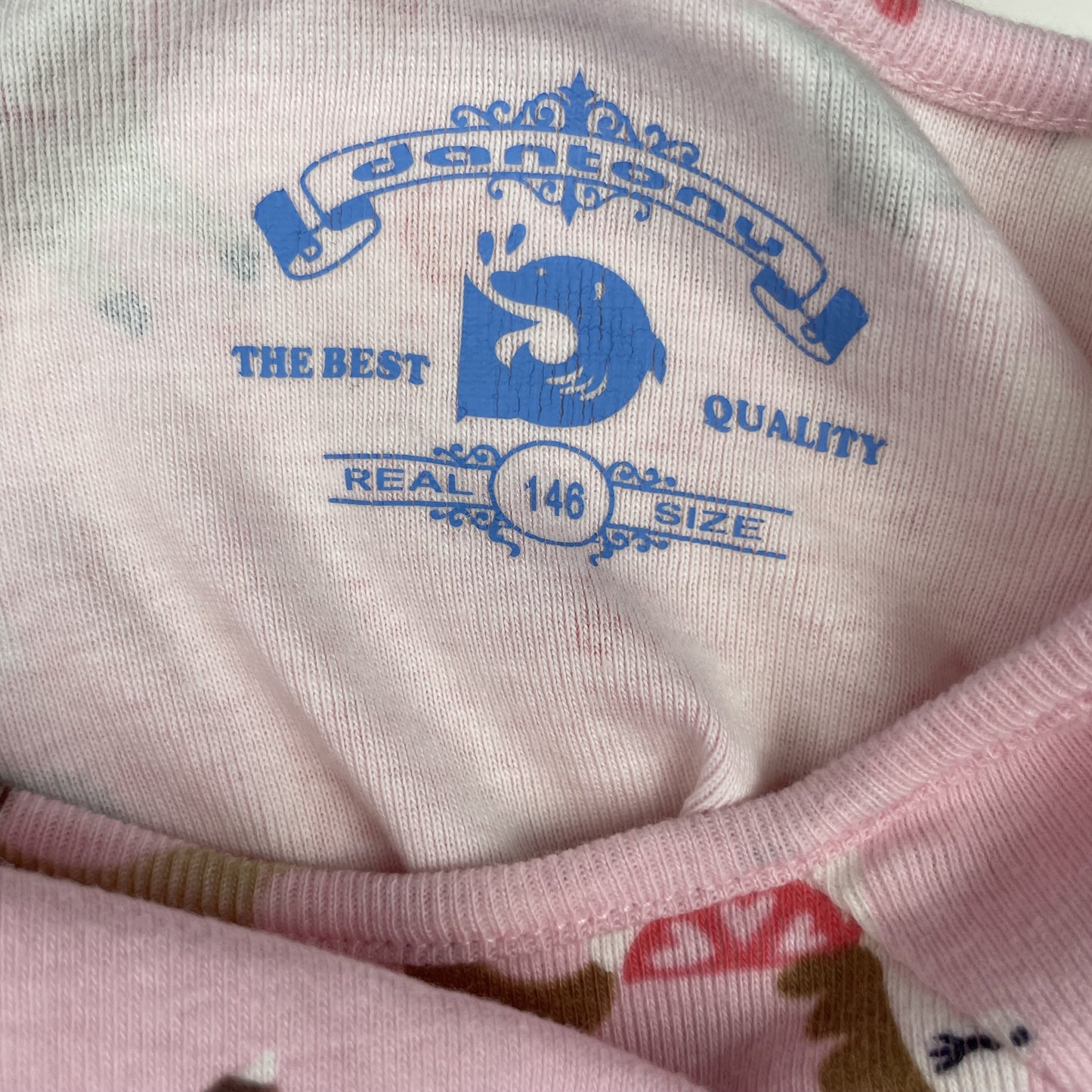 Rosa Baumwoll-Kleid mit Pferdemuster für Mädchen Größe 146 – label