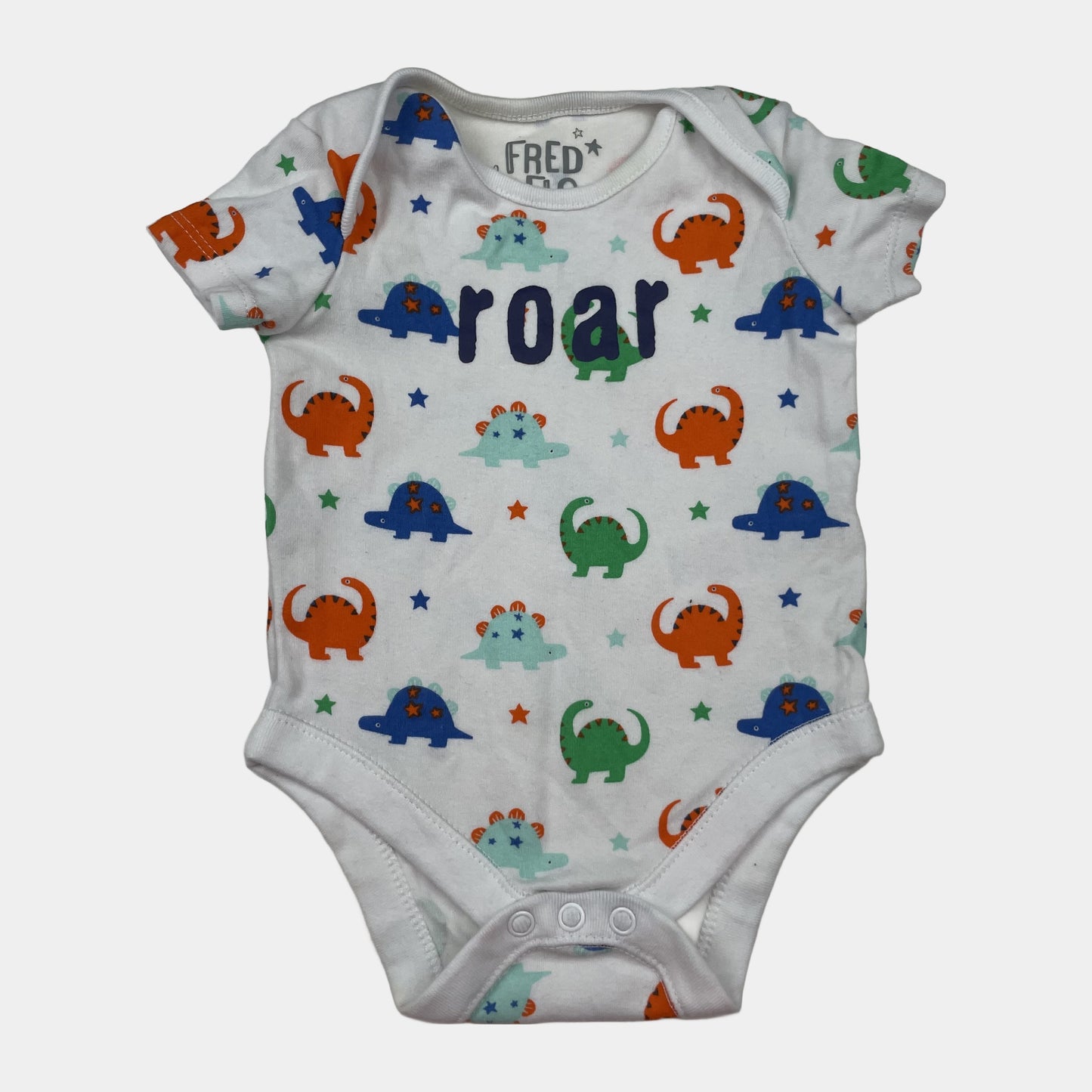 Mehrfarbiger Body mit Dinosauriermuster für Babys, UK Größe 3-6 Monate, aus Baumwolle. – front