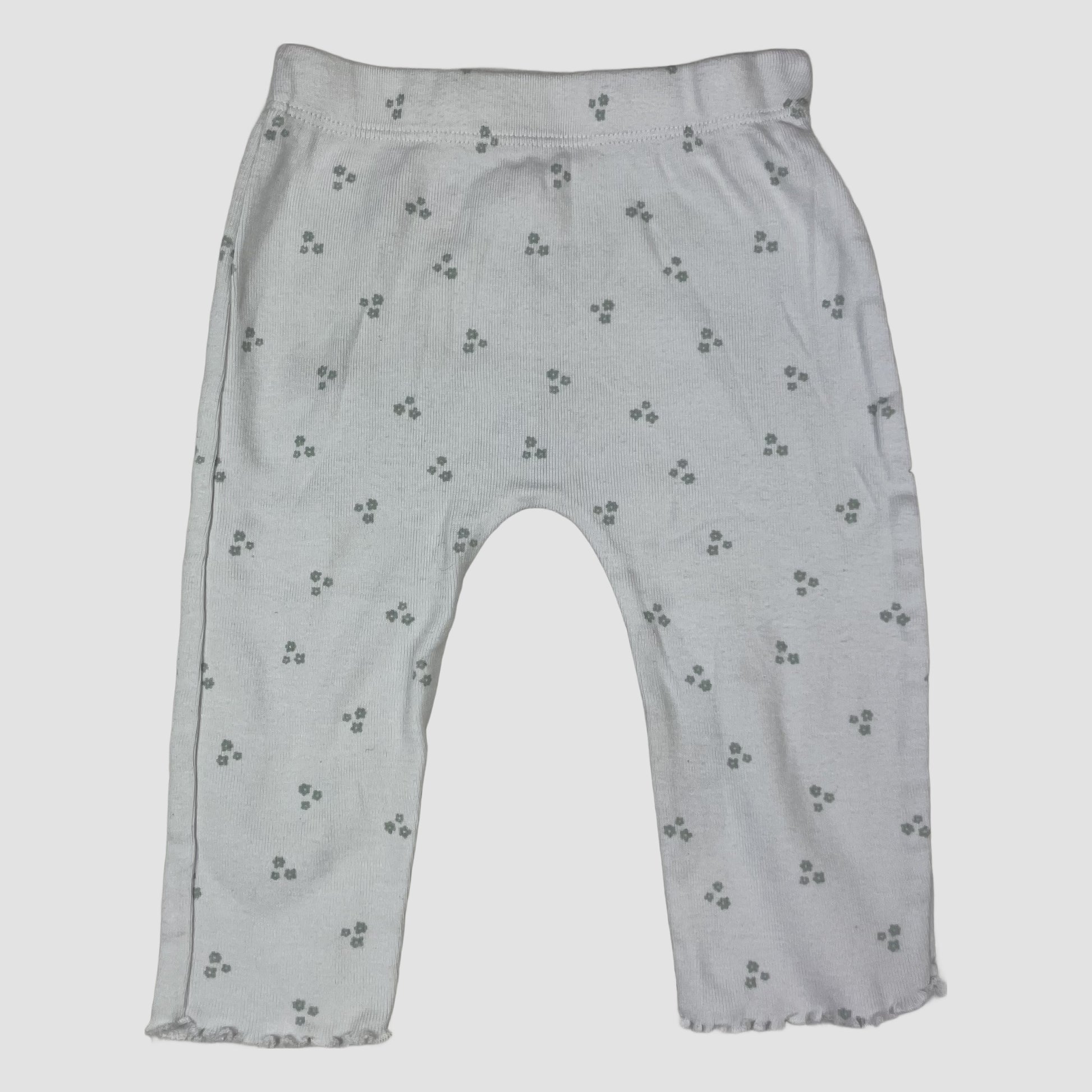 Cremefarbene Baby-Leggings von George mit kleinen Blümchen und elastischem Bund, Größe 6–9 Monate – front