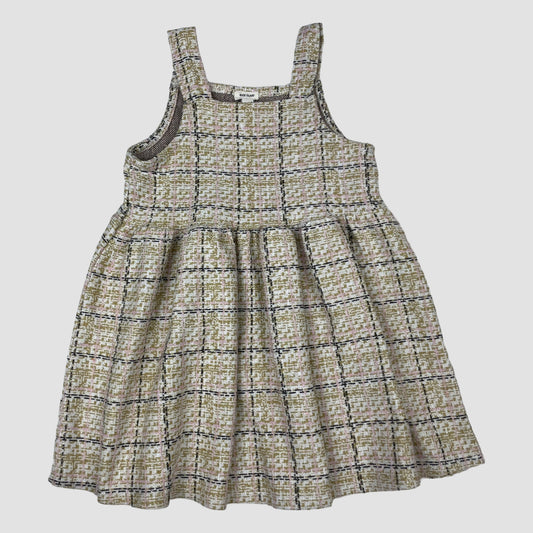 Beiges Karokleid aus Tweed von River Island Mini, ärmellos, Größe 18–24 Monate – front