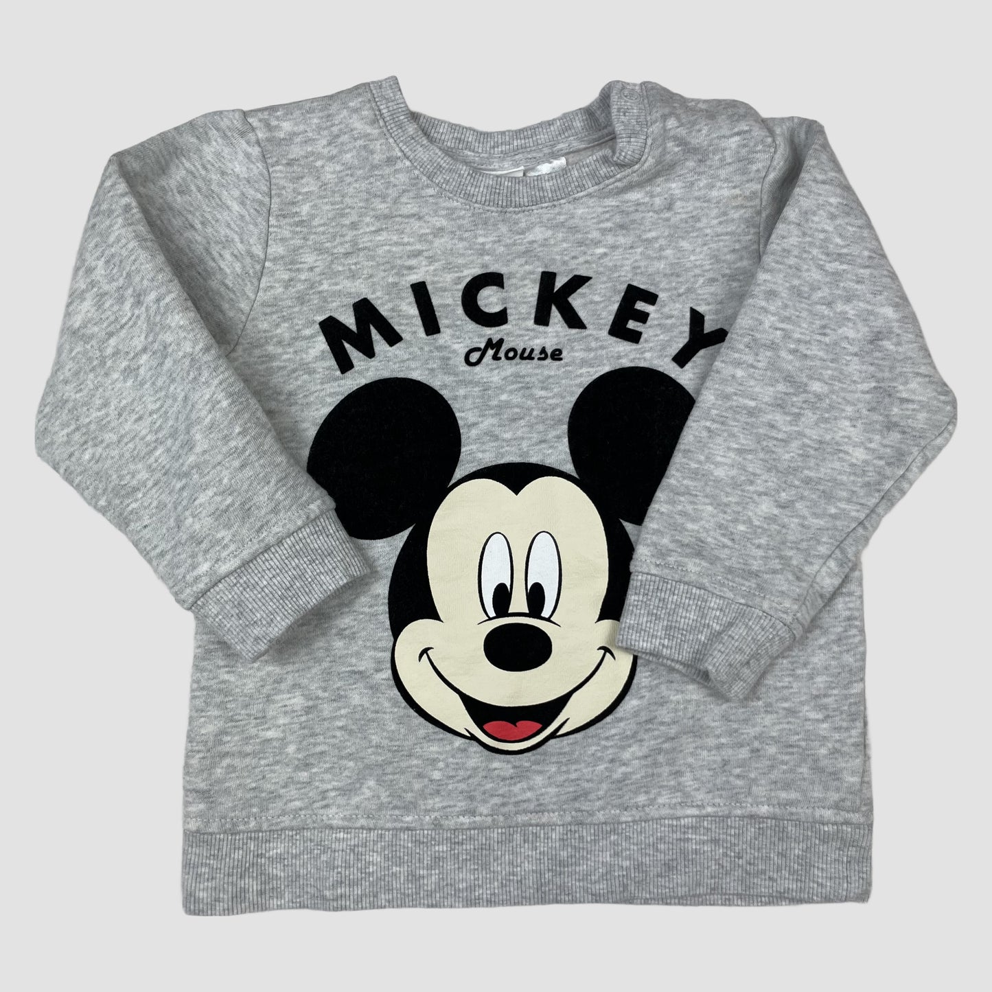 Graues H&M Kinder-Sweatshirt mit Mickey-Mouse-Print, Größe 92 – front