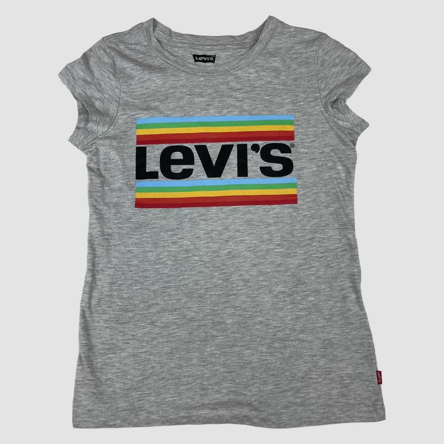 Graues Levi’s T‑Shirt mit buntem Logo-Print, Größe 152 – front
