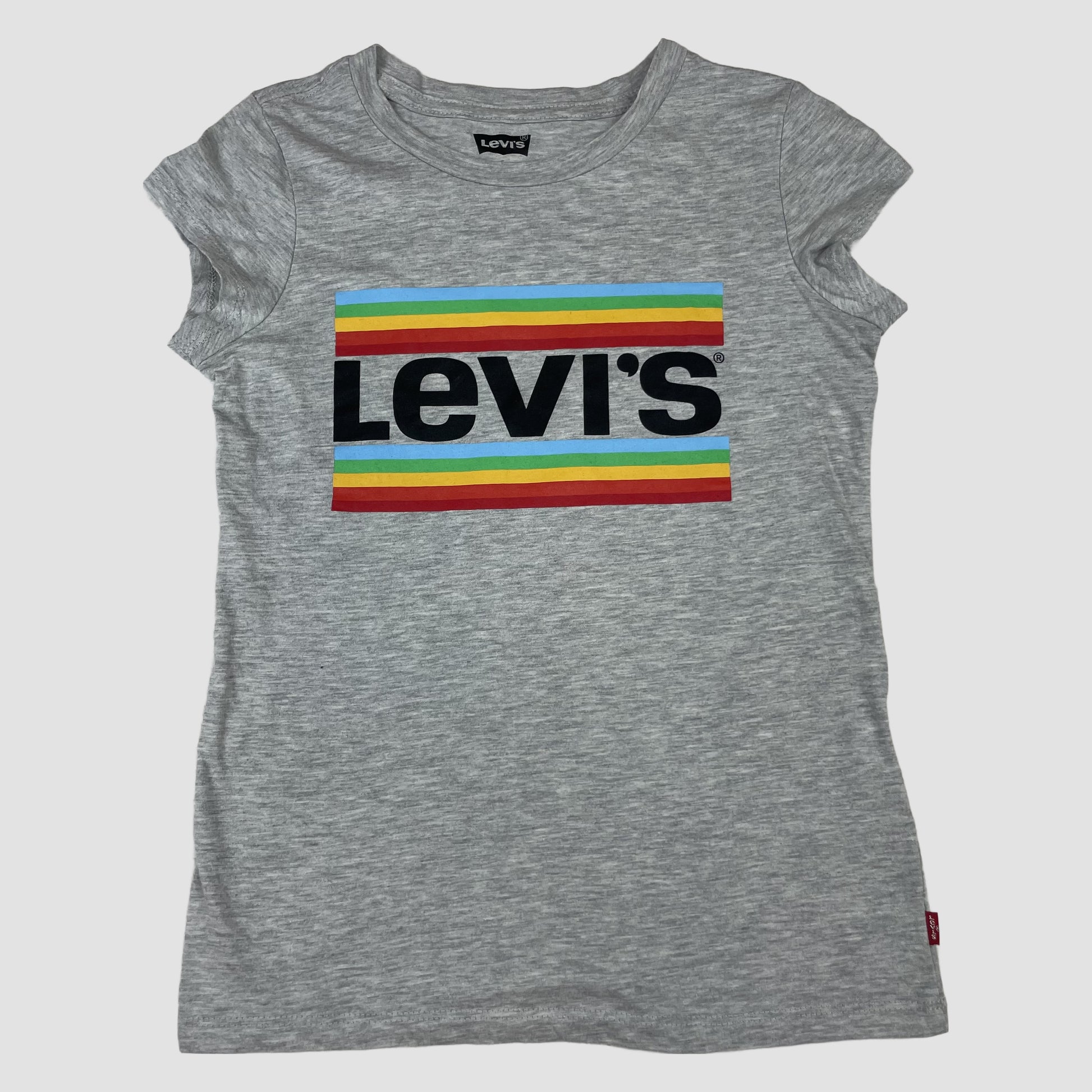 Graues Levi’s T‑Shirt mit buntem Logo-Print, Größe 152 – front