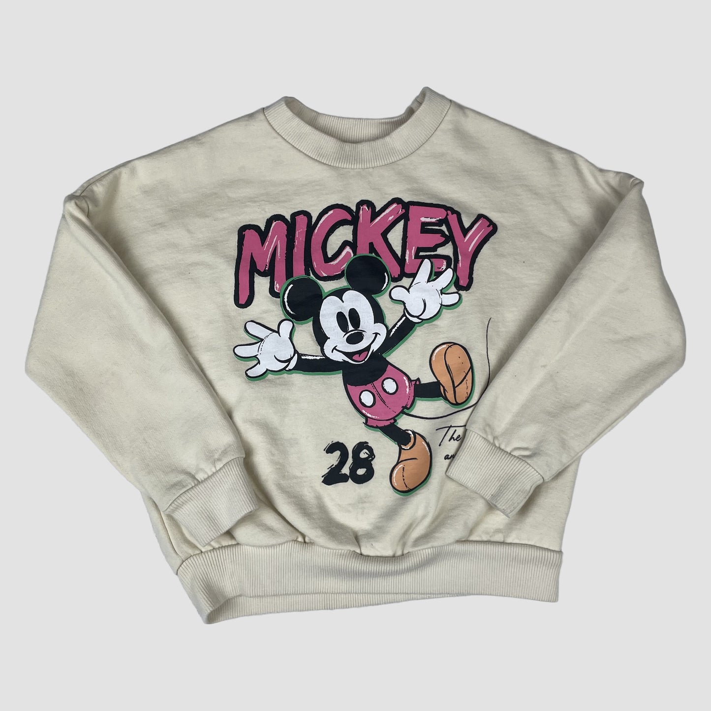 Beiges Kinder-Sweatshirt mit Mickey-Maus-Print, Größe 116–122 von Pep&Co – front