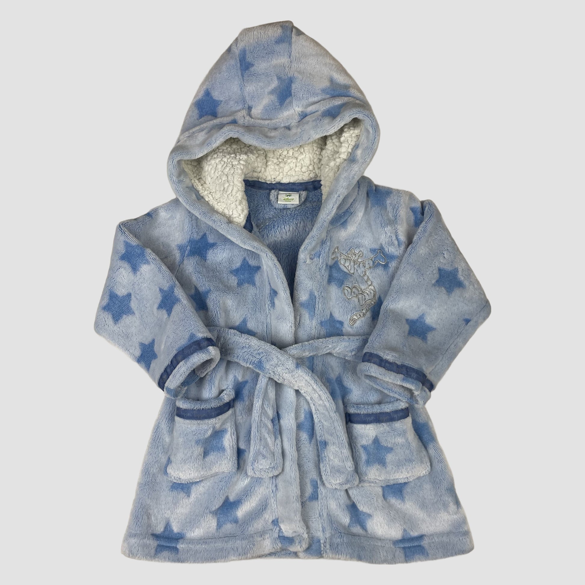 Hellblauer Disney Baby Bademantel mit Kapuze und Sternenmuster, Größe 9–12 Monate