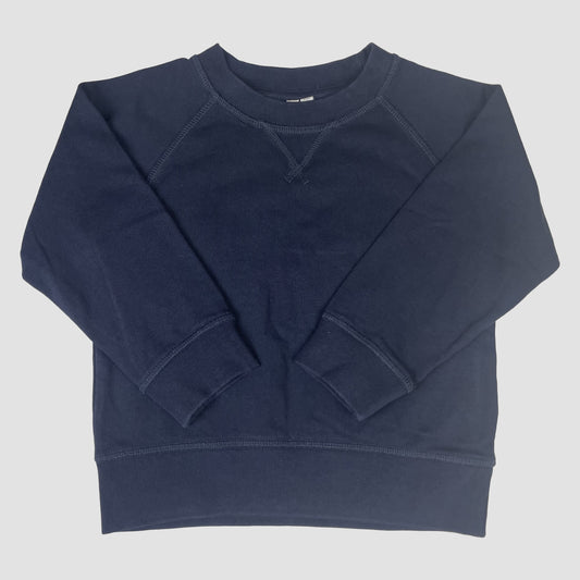 Dunkelblaues ARKET Kinder-Sweatshirt aus Baumwolle, Größe 98/104, mit Raglanärmeln und Rippbündchen.