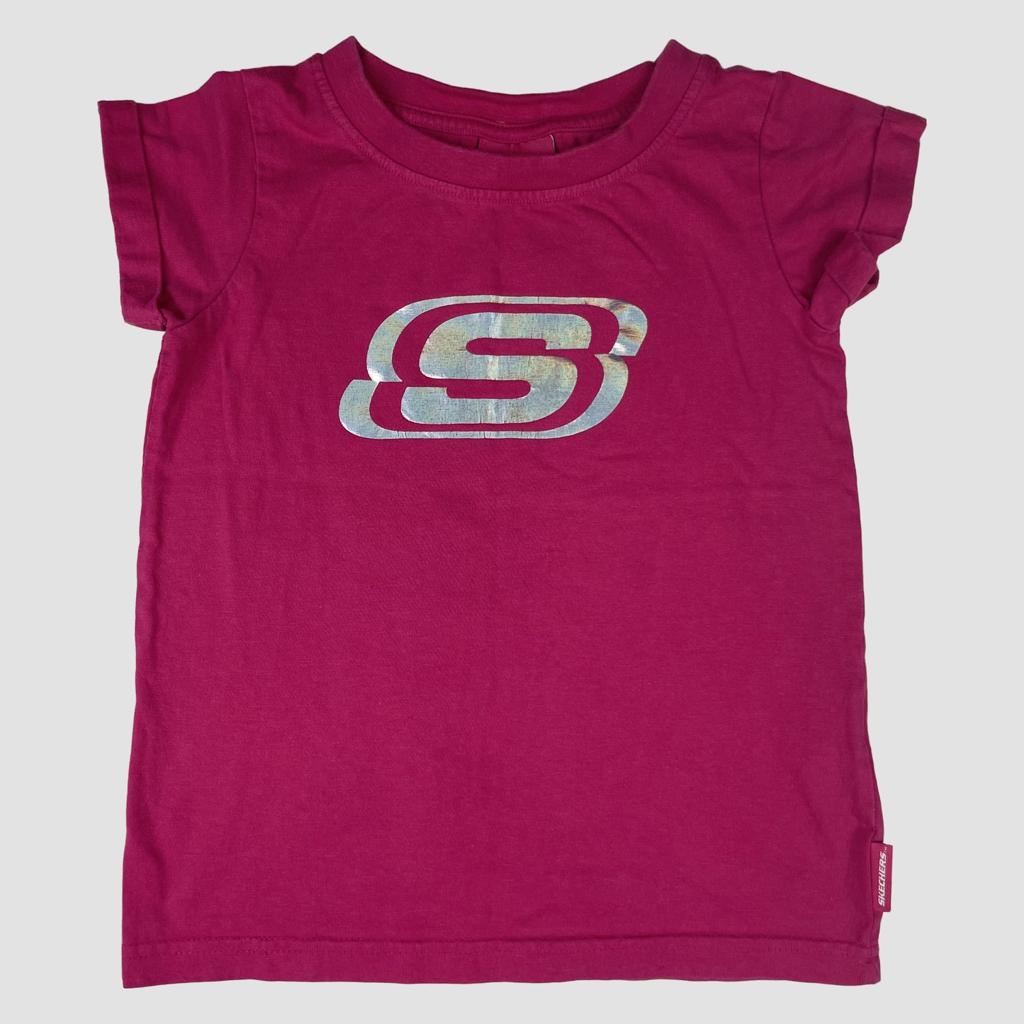 Pinkes Skechers T-Shirt mit großem Logo-Print, Größe 122 (7Y) – front