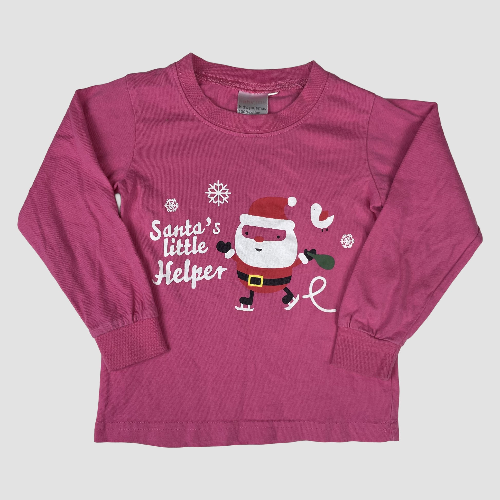 Rosa langärmliges Schlafanzugoberteil mit Santa’s little Helper Print – front