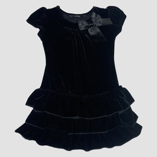 Schwarzes Samtkleid von George mit Satinschleife, Größe 1–1,5 Jahre – front