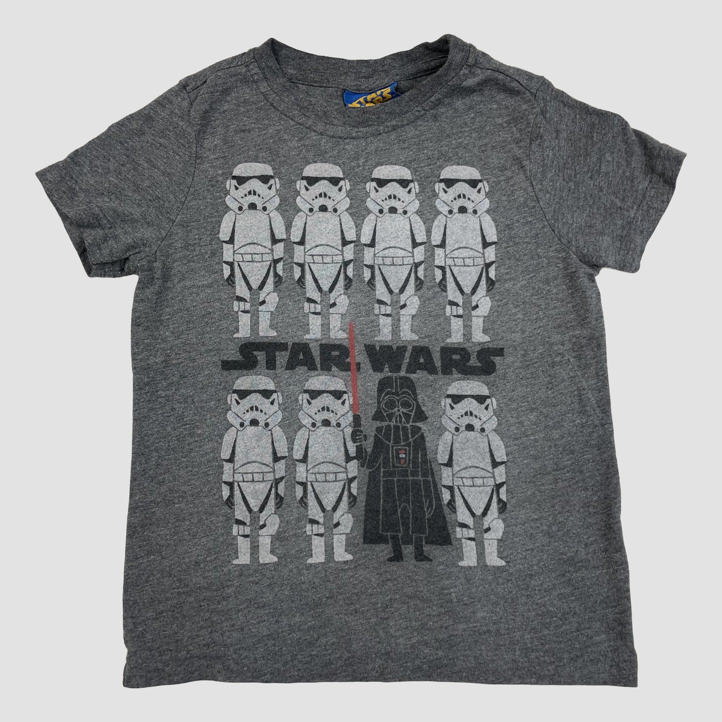 Graues Star Wars Kinder T-Shirt mit Stormtrooper und Darth Vader Print, Größe 3–4 Jahre