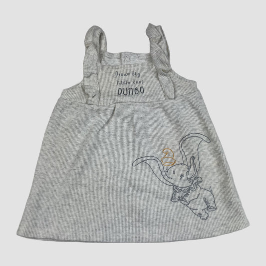 Graues Disney Baby x Tu Trägerkleid mit Dumbo-Motiv, Größe 6–9 Monate – front