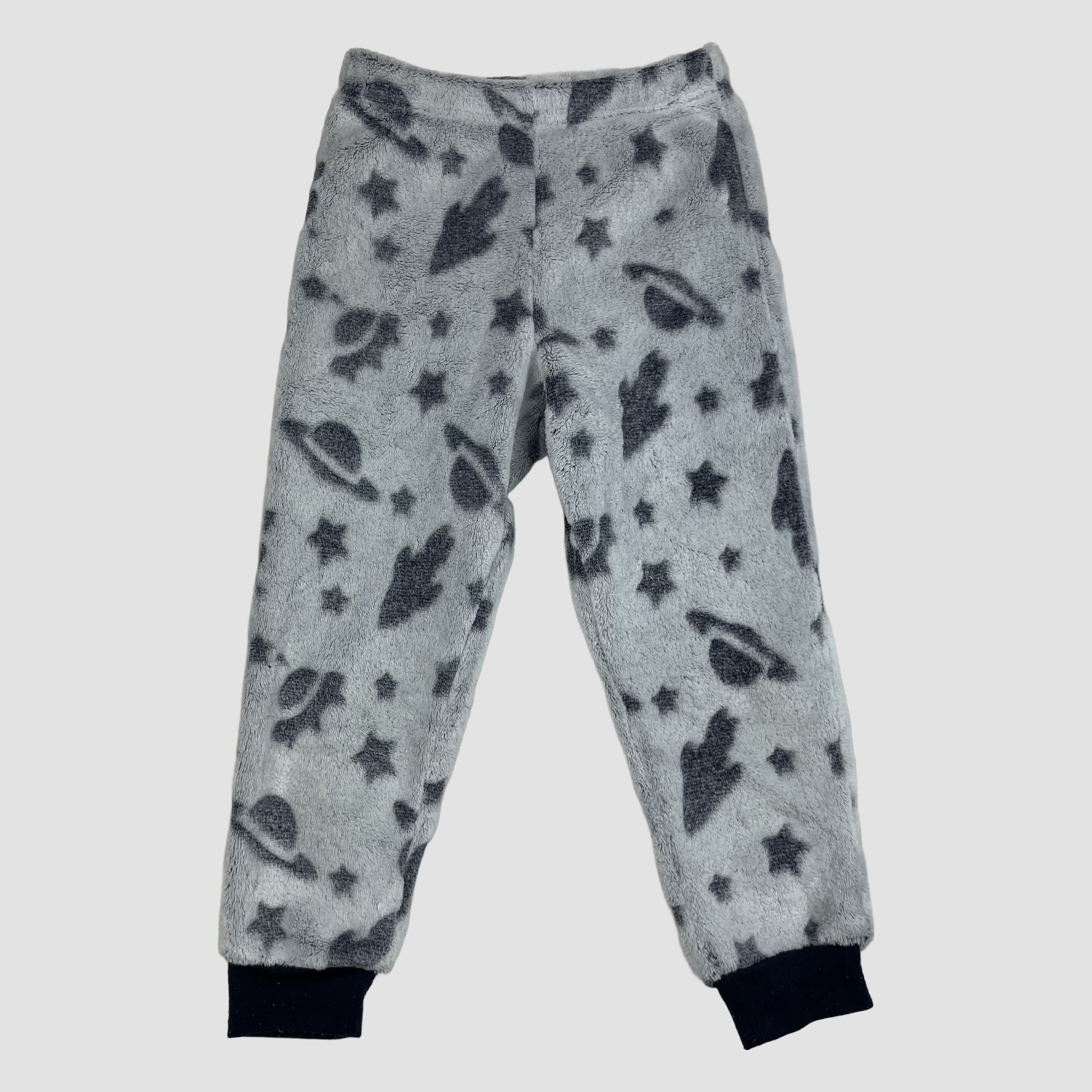 Graue Fleece-Pyjamahose von George mit Weltraum-Muster, Größe 3–4 Jahre