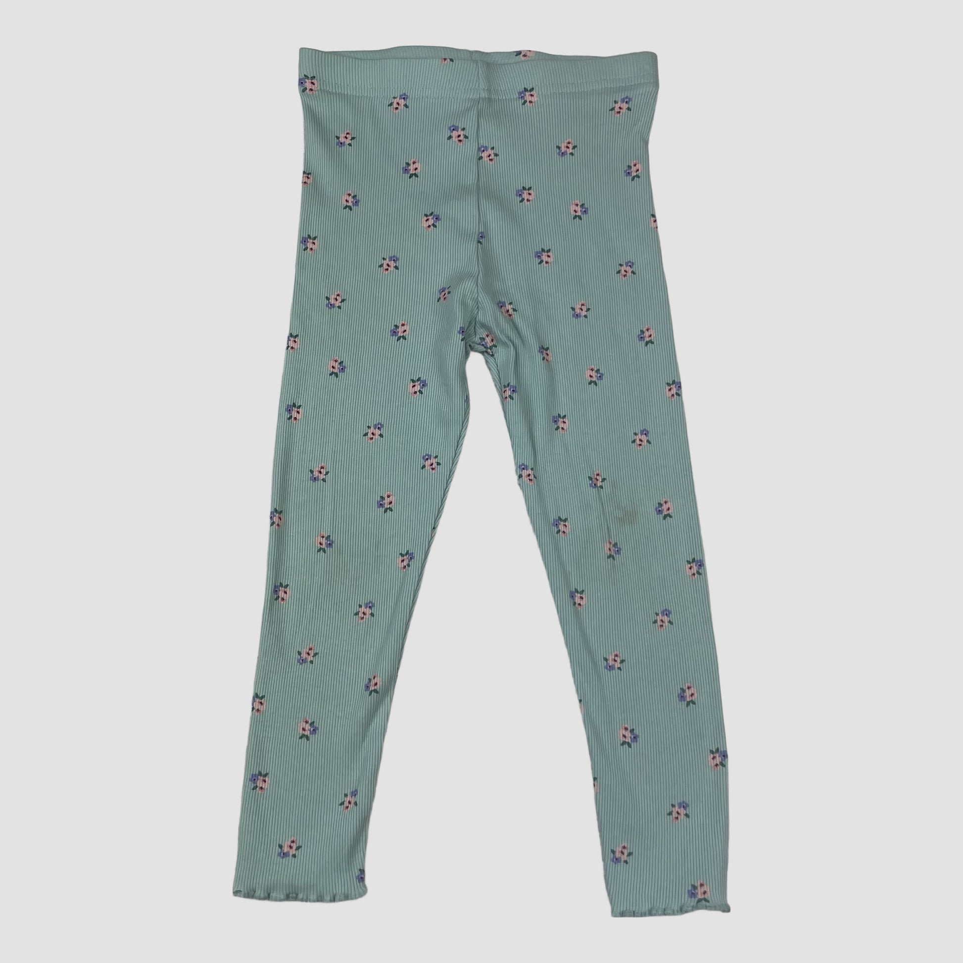 Mintgrüne Leggings von George mit Blumenmuster, Größe 3–4 Jahre – front
