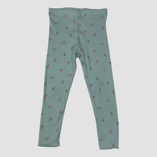 Mintgrüne Leggings von George mit Blumenmuster, Größe 3–4 Jahre – front