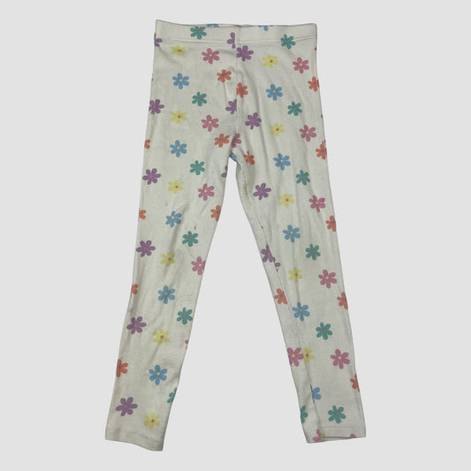 Cremefarbene Leggings mit bunten Blumen von George, Größe 5–6 Jahre – front