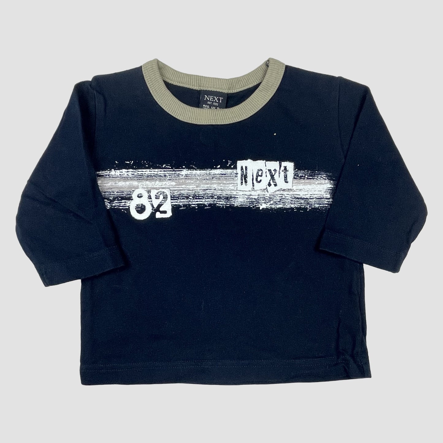 NEXT Baby Langarmshirt dunkelblau mit 82-Print, Größe 3–6 Monate