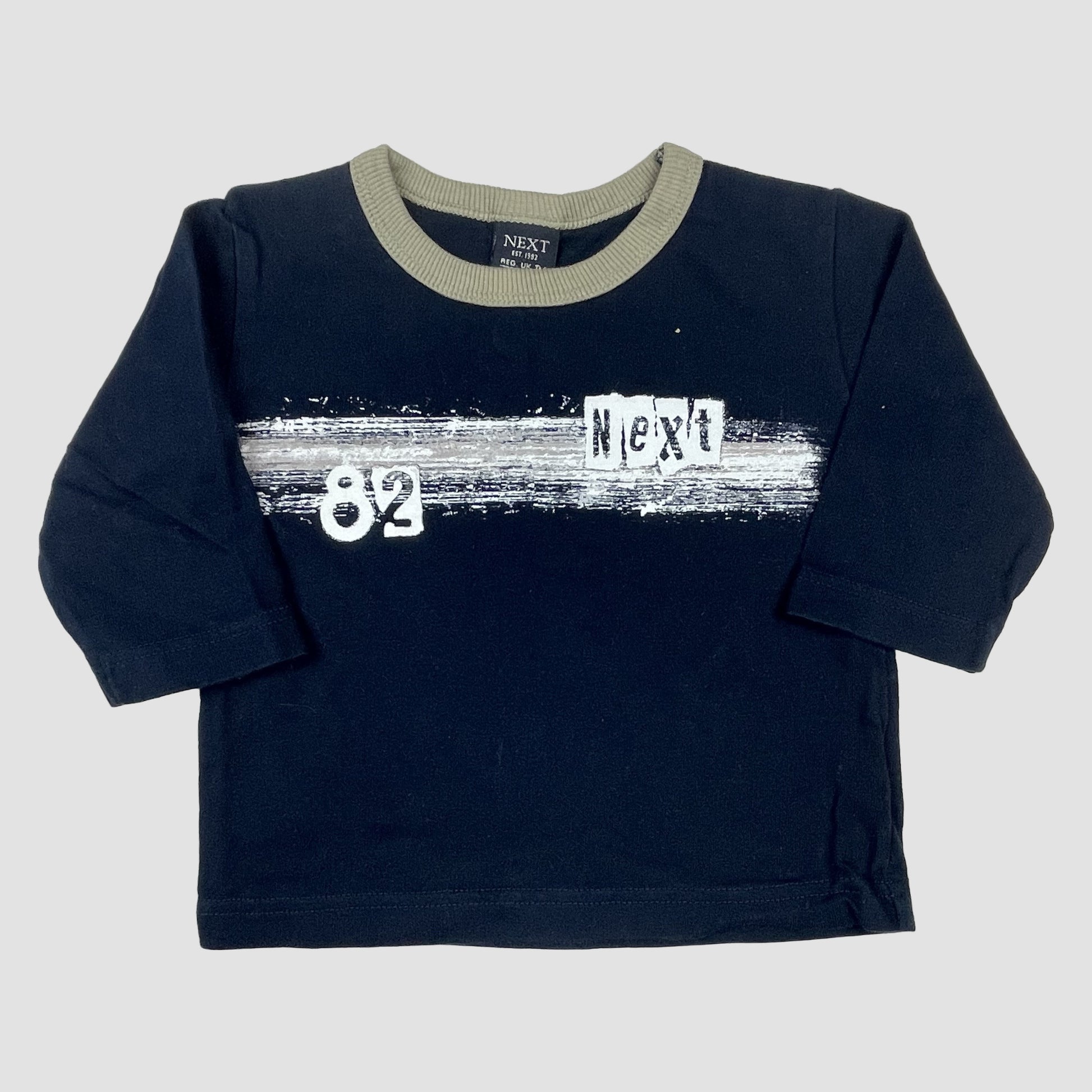 NEXT Baby Langarmshirt dunkelblau mit 82-Print, Größe 3–6 Monate