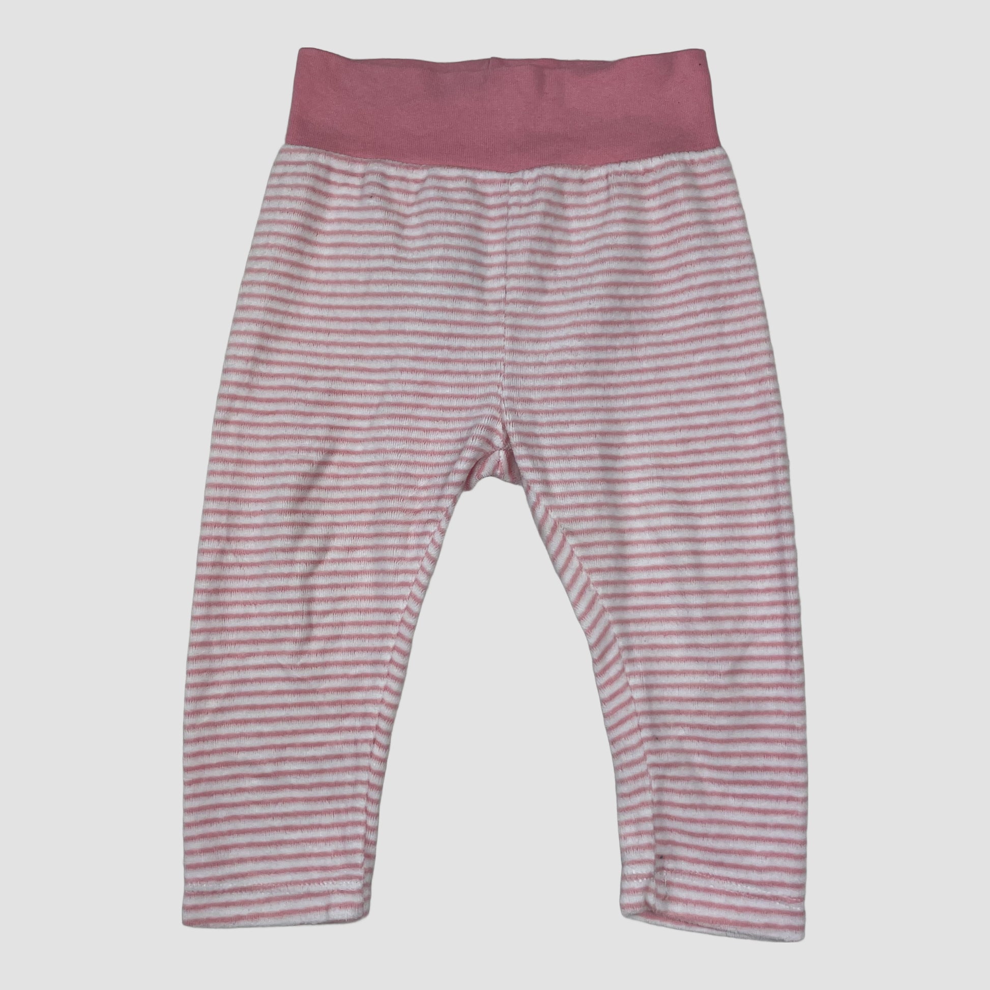 Rosa-weiß gestreifte Babyhose mit breitem Bund von Lupilu, Größe 74/80 – front