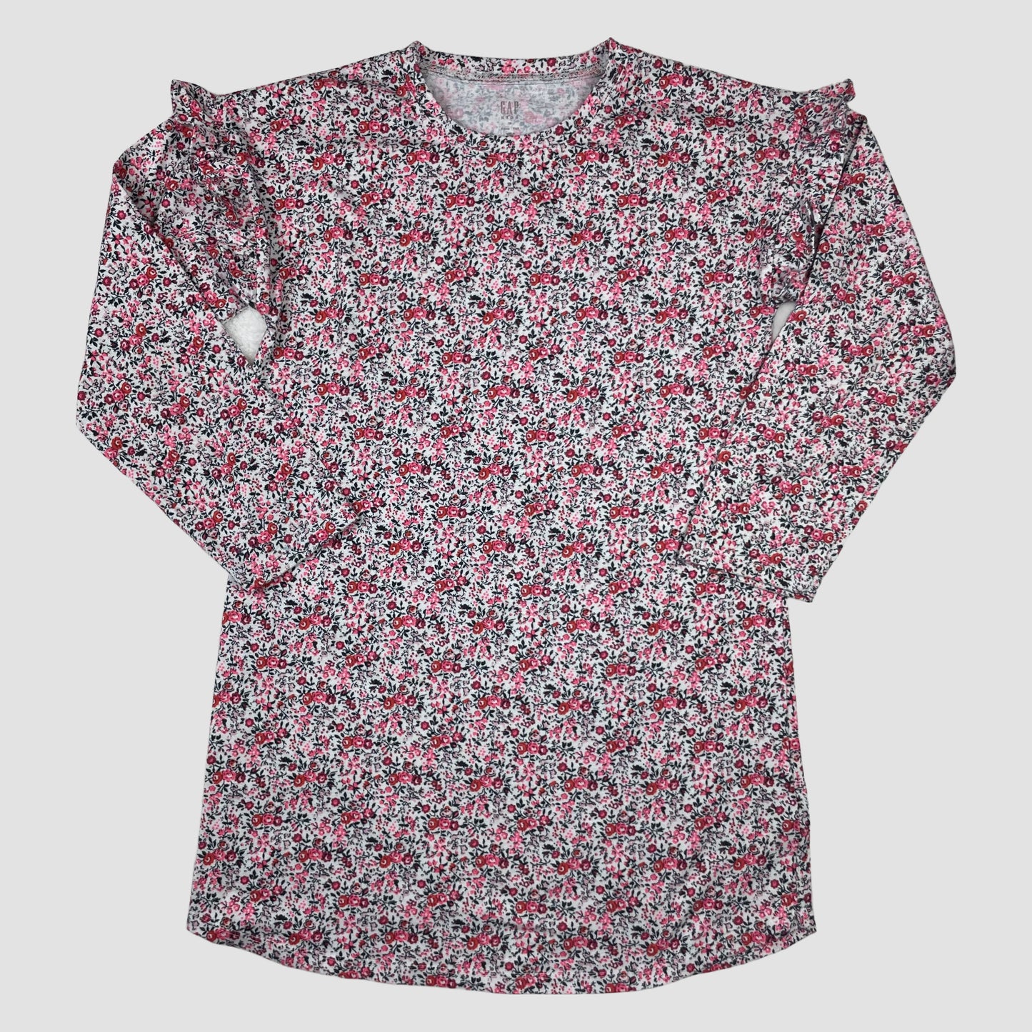 GAP Kids Nachthemd, rosa Blumenmuster, langarm, Größe 140 – front
