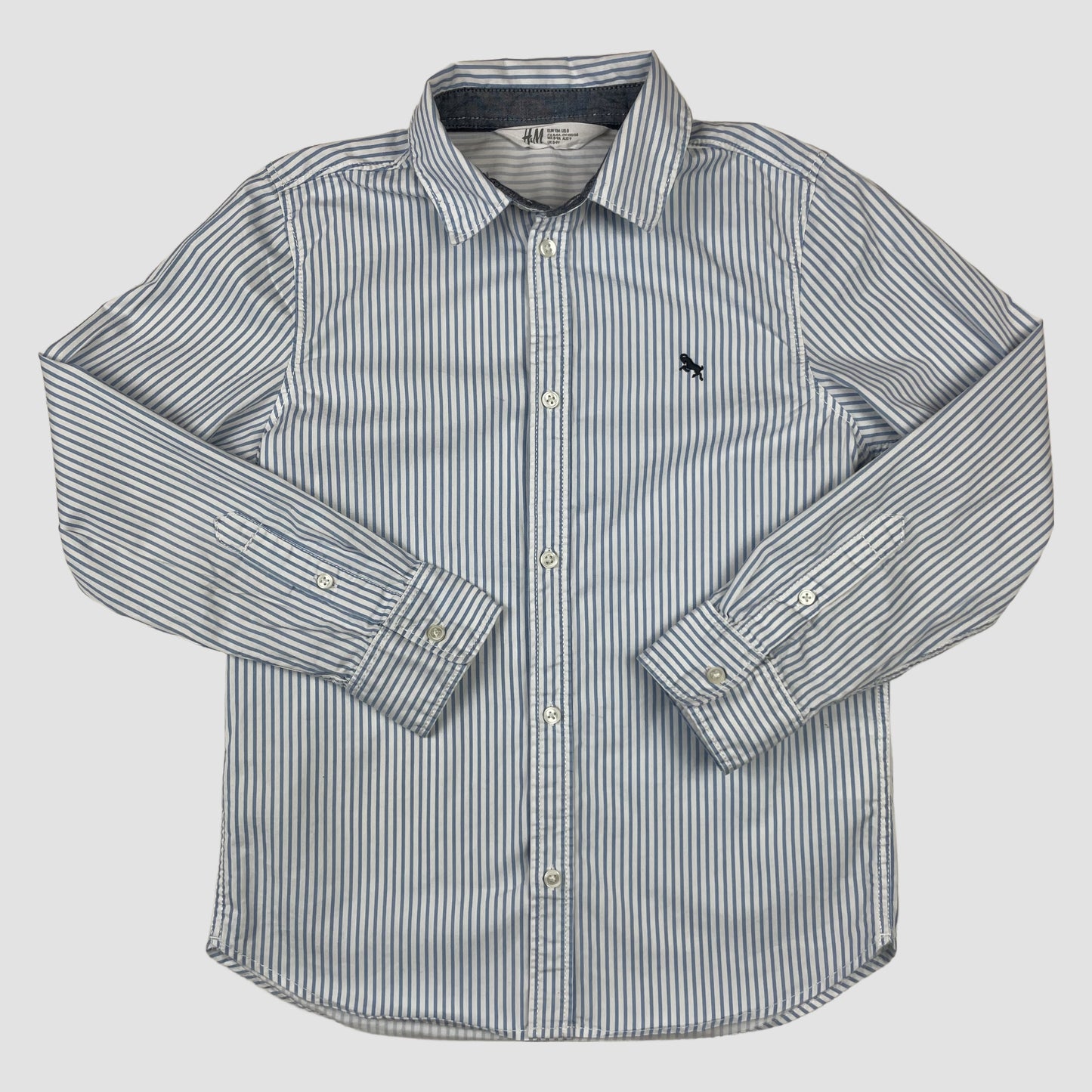 H&M Kinderhemd blau-weiß gestreift, Größe 134 – front