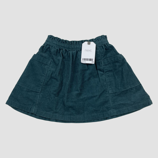 Petrolfarbener Cord-Rock von Next mit elastischem Bund und zwei aufgesetzten Taschen – detail