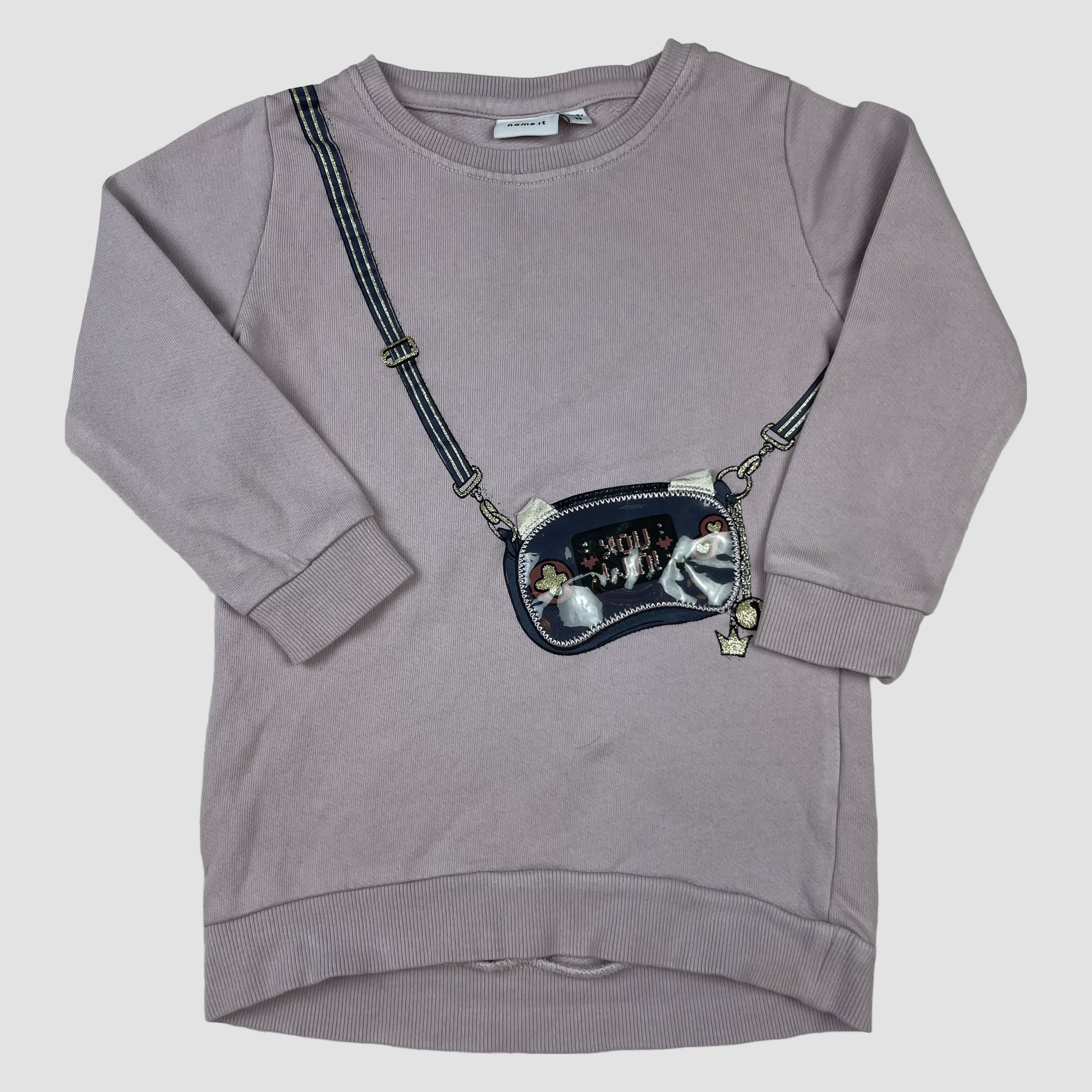 Lila Sweatshirt von name it mit Taschen-Applikation, Größe 92 – front