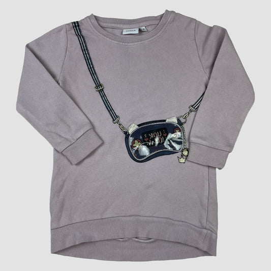 Lila Sweatshirt von name it mit Taschen-Applikation, Größe 92 – front