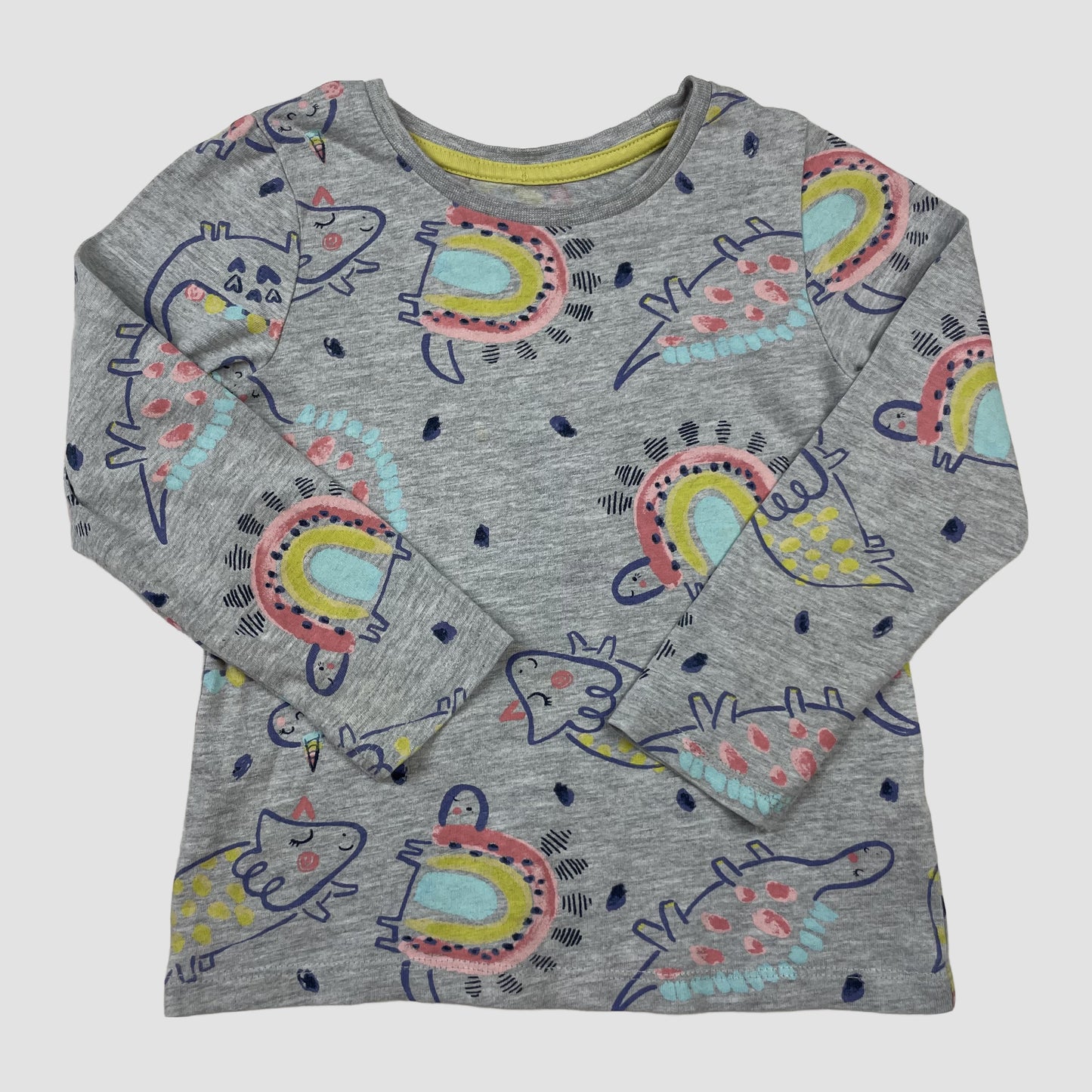 Graues Langarmshirt mit Dinosauriermuster von Nutmeg, Größe 4–5 Jahre – front