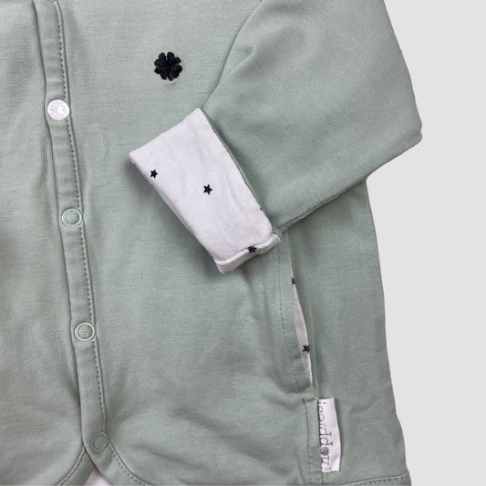 Mintgrüne/weiße Noppies Wendejacke, Größe 62, Kapuze, Sterne-Muster – sleeve