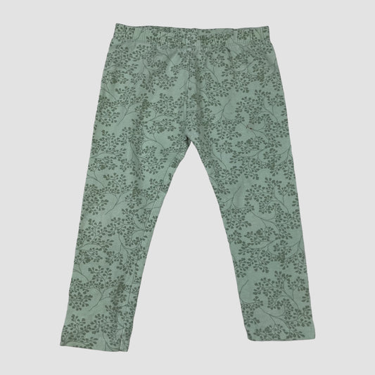 Grüne Leggings mit Blattmuster, Größe 98 (2–3 Jahre) – front