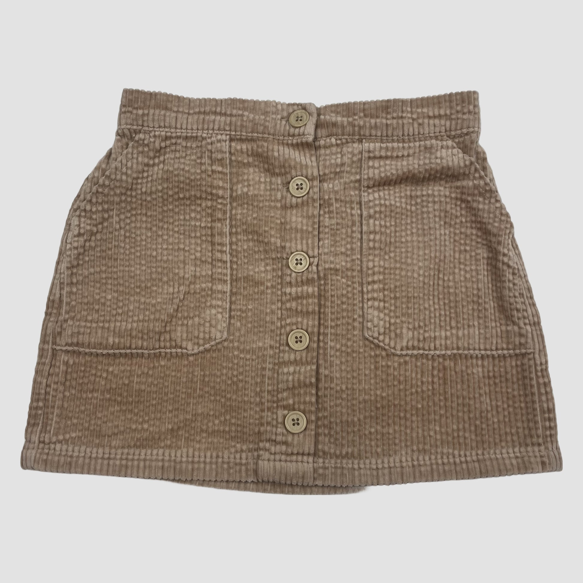 Beiger Cordrock von Next mit Knopfleiste und Taschen, Größe 116 (5–6 Jahre) – front
