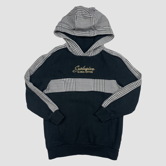 Kapuzenpullover von George in Schwarz mit grauen Hahnentritt-Details, Größe 5–6 Jahre – front