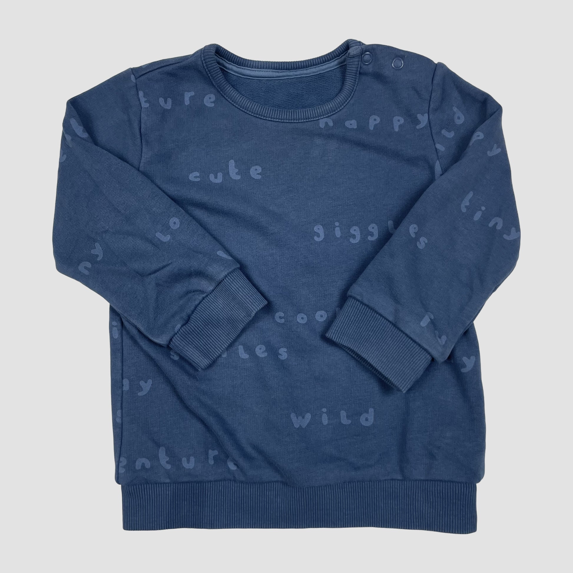 Dunkelblaues George Sweat-Set mit Wortprint, Sweatshirt und Jogginghose, Größe 12–18 Monate – detail