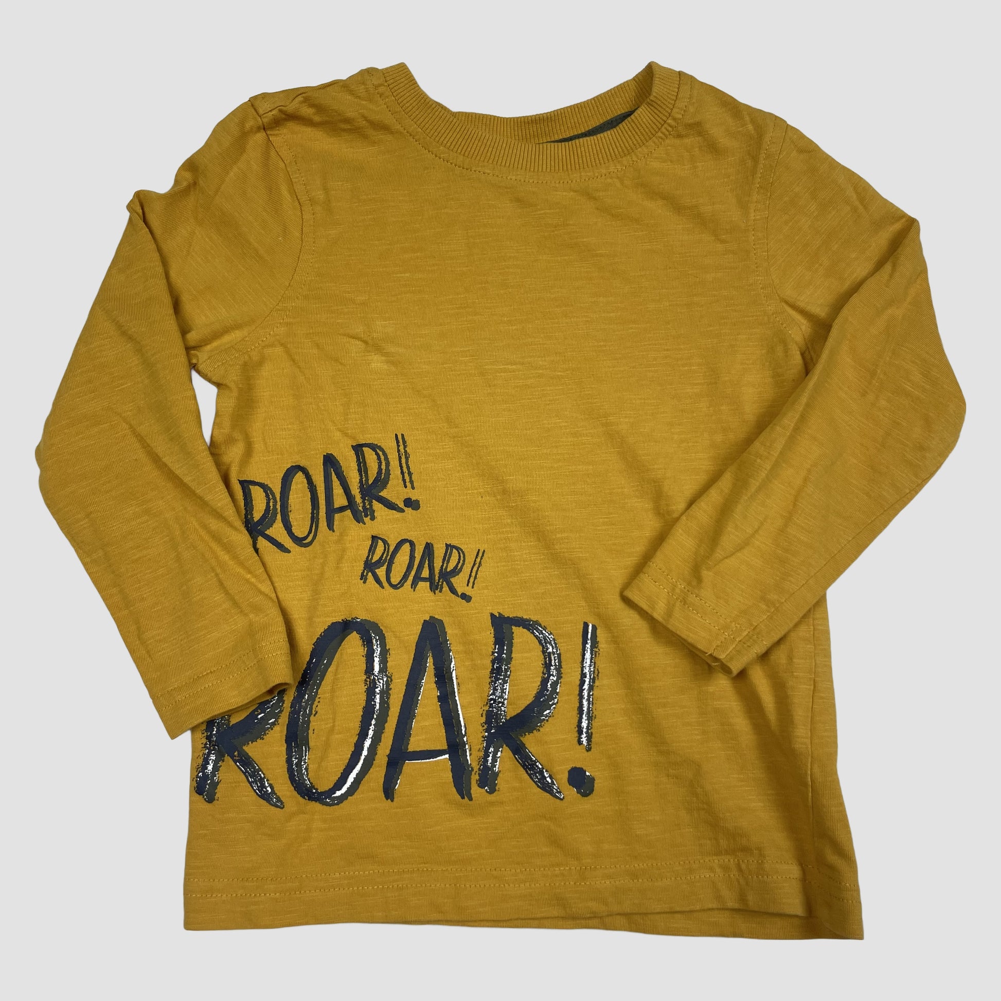Gelbes Langarmshirt mit ROAR!-Print, Größe 86–92