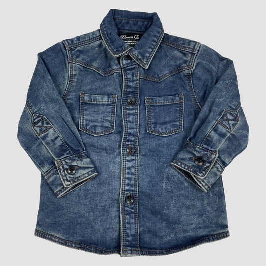 Jeanshemd für Babys in Blau von Denim Co., Größe 6–9 Monate – front